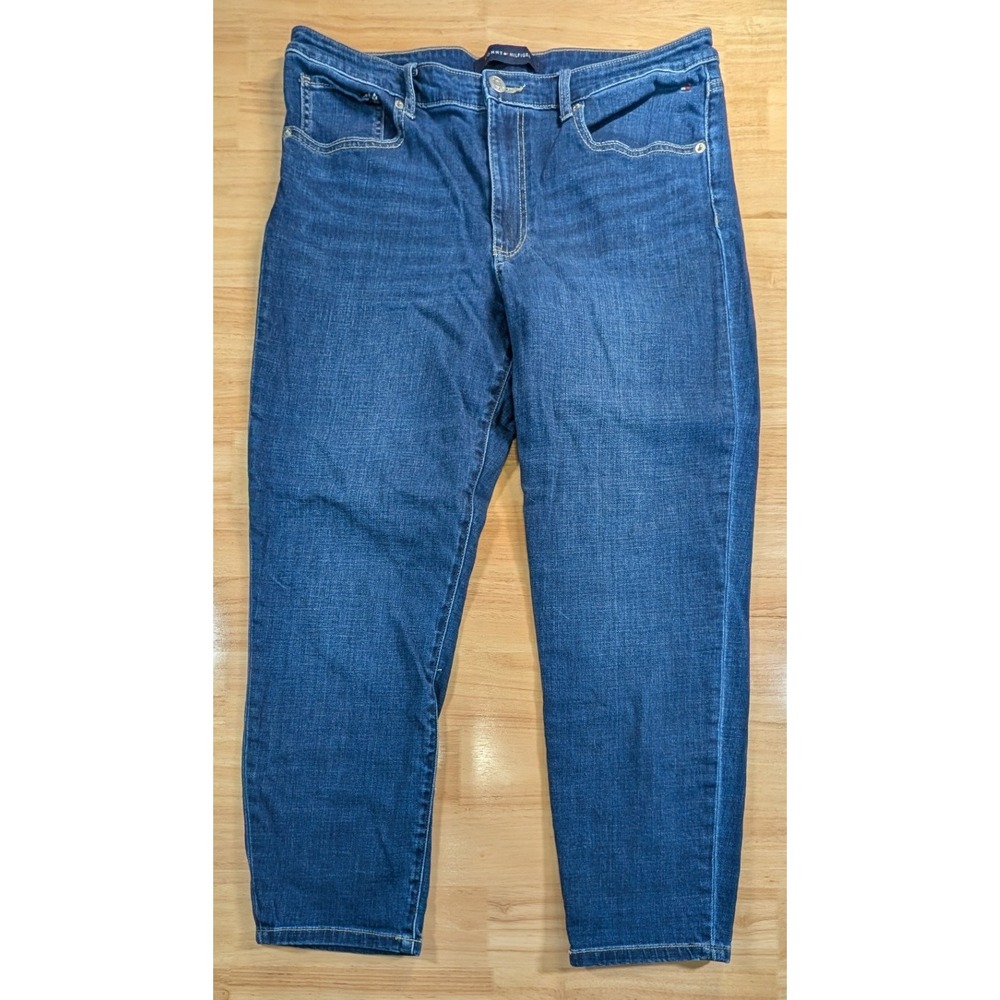 Tommy Hilfiger Tribeca Skinny Jeans Womens 16 Dark Wash Blue Denim Stretch 34x26
